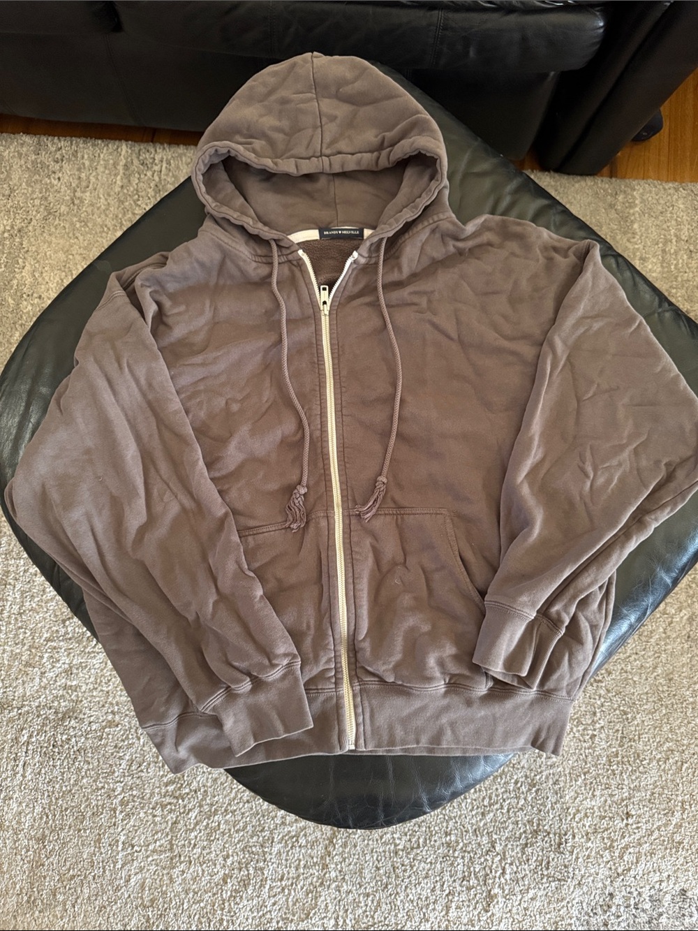 Brandy Melville oversized Christy  Zip-Up Hoodie in Washed Grey